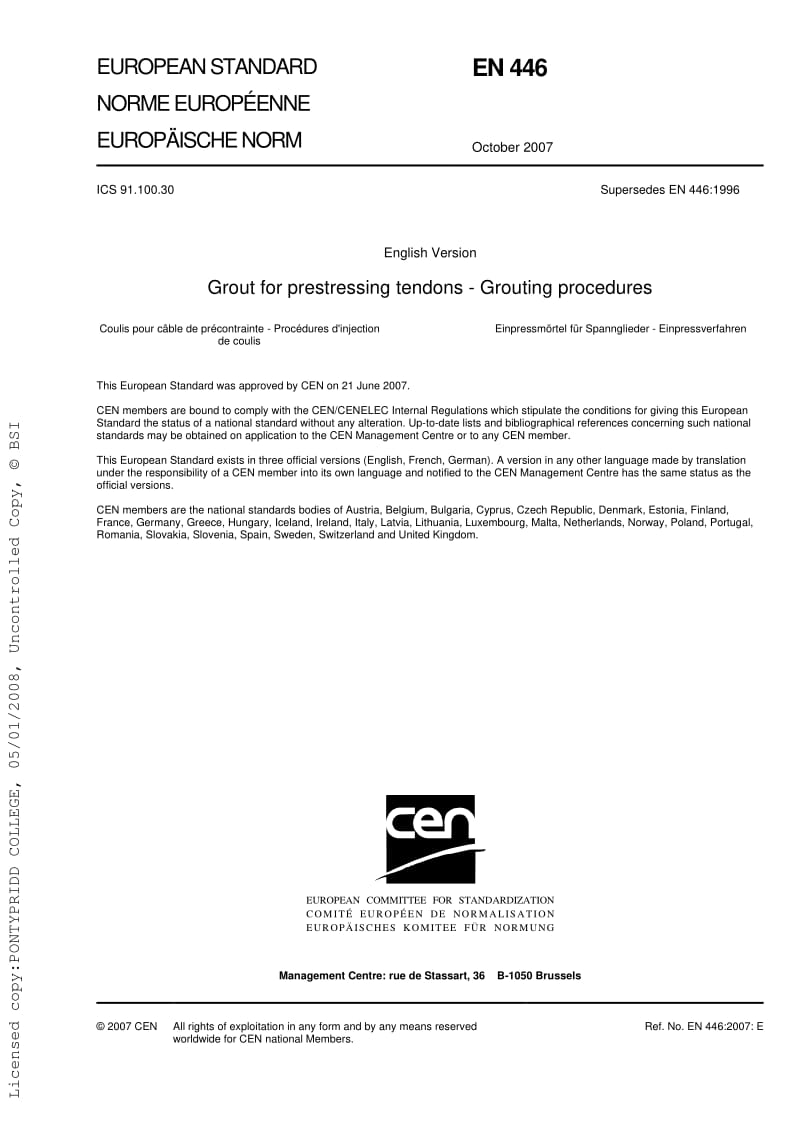 BS EN 446-2007 Grout for prestressing tendons - grouting procedures1.pdf_第3页