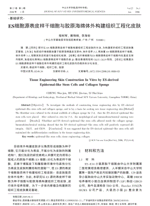 ES细胞源表皮样干细胞与胶原海绵体外构建组织工程化皮肤.pdf