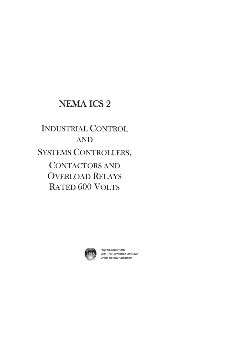 NEMA ICS 2-2000 Controllers, Contactors and Overload Relays Rated 600 V.pdf_第1页