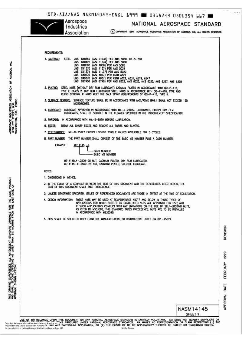 NASM 14145-1999 Nut, Self-locking, Lightweight, Thin, Castellated, 450 Degree F.pdf_第3页