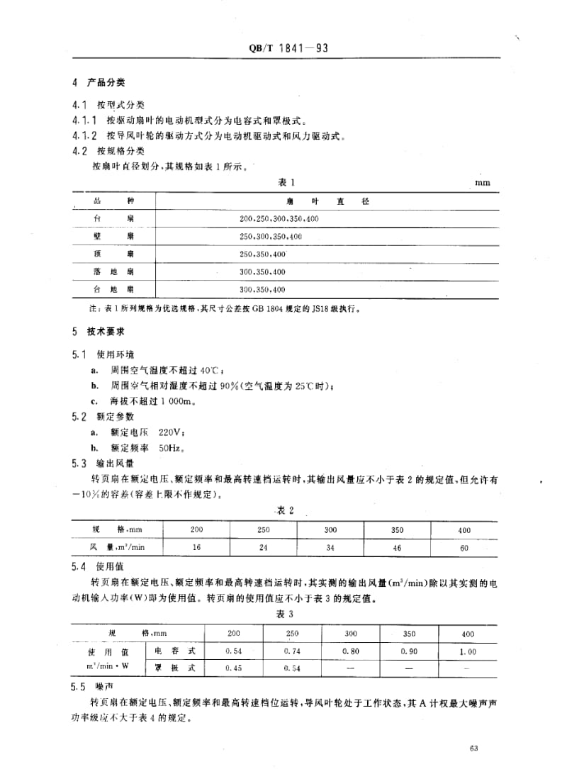 [轻工标准]-QBT 1841-1993 交流转页扇和调速器.pdf_第2页