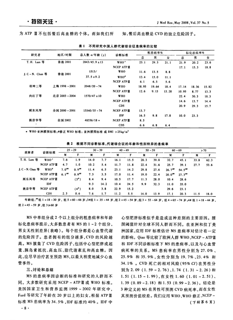 代谢综合征不同诊断标准在中国成人中应用的比较.pdf_第2页
