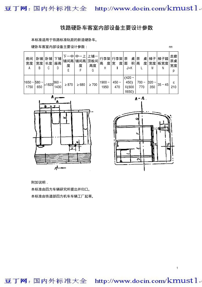 【TB铁路标准大全】TBT 1954-1987 铁路硬卧车客室内部设备主要设计参数.pdf_第2页
