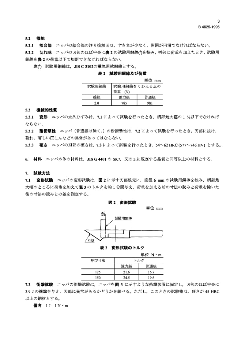 【JIS日本标准大全】JIS B4625-1995 Slant edge cutting nippers.pdf_第3页