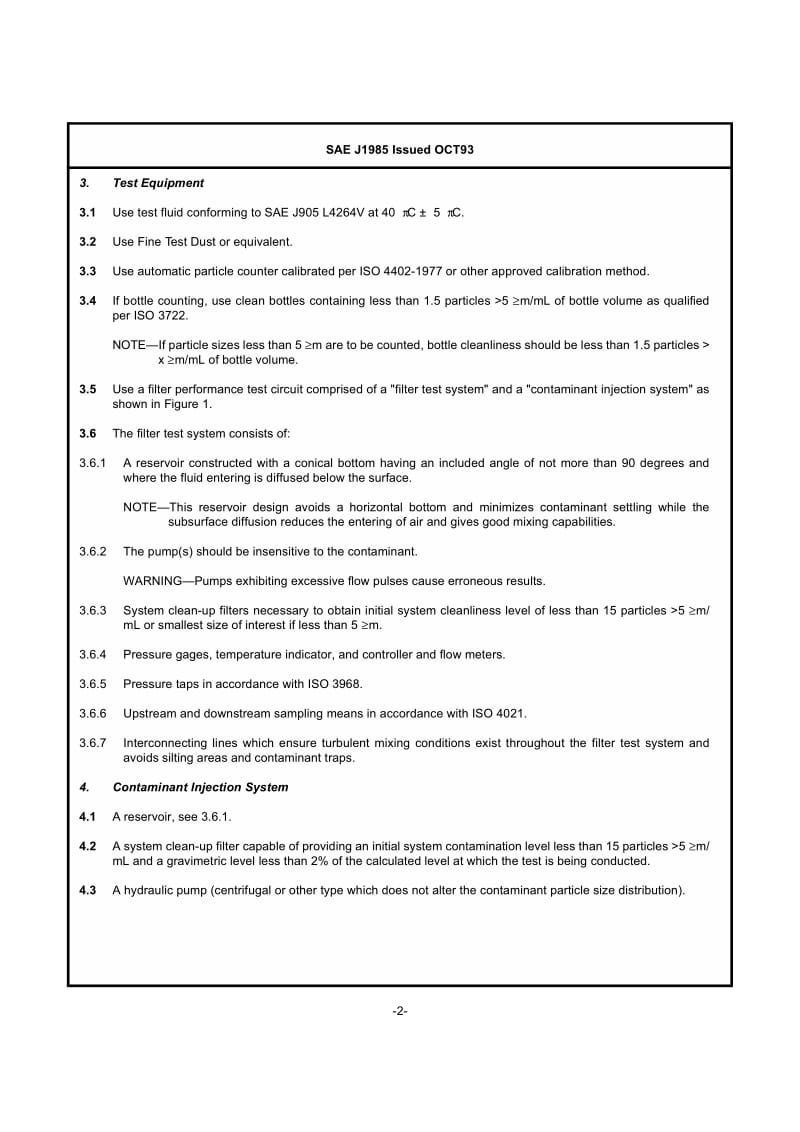 SAE J1985-1993 燃料过滤器-最初的单一的-经过效率测试方法.pdf_第2页