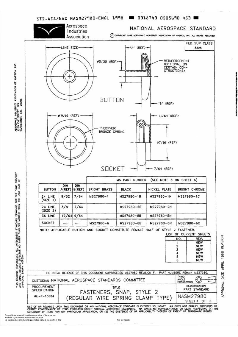 NASM 27980-1998 Fasteners, Snap, Style 2 (regular Wire Spring Clamp Type).pdf_第2页