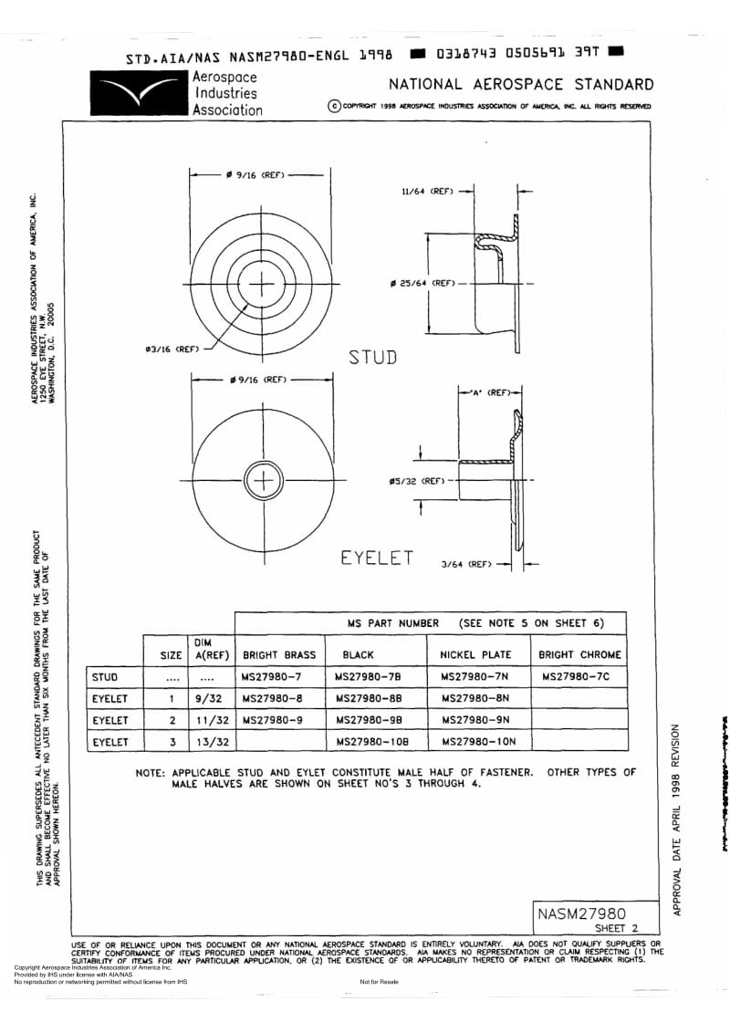 NASM 27980-1998 Fasteners, Snap, Style 2 (regular Wire Spring Clamp Type).pdf_第3页