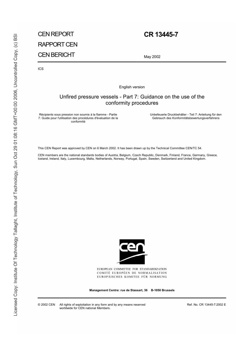 PD CR 13445-7-2002 未点火的压力容器 第7部分：符合性程序应用指南.pdf_第3页