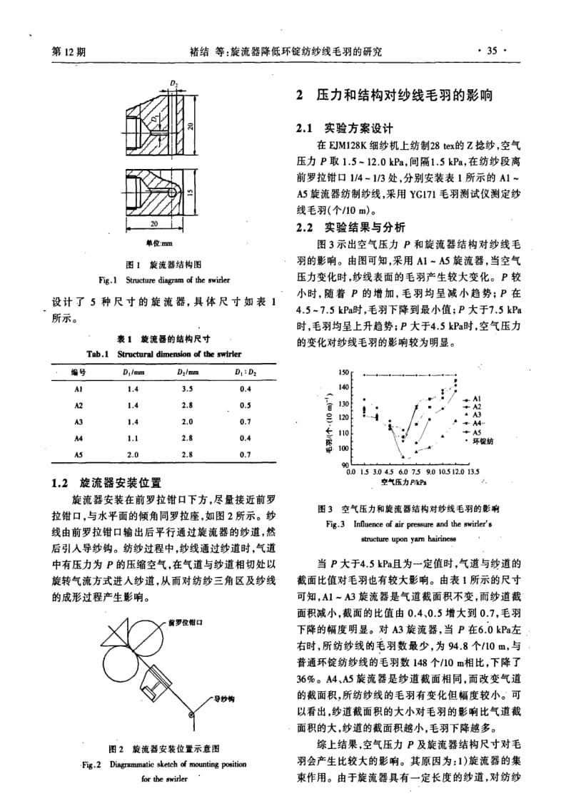 旋流器降低环锭纺纱线毛羽的研究.pdf_第2页