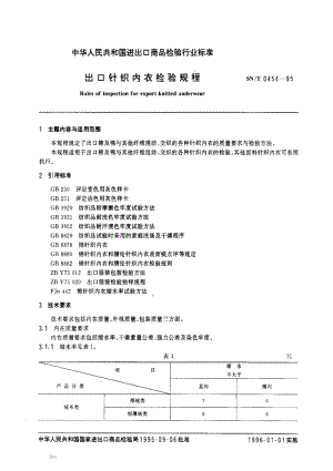 [商检标准]-SNT 0454-1995 出口针织内衣检验规程1.pdf
