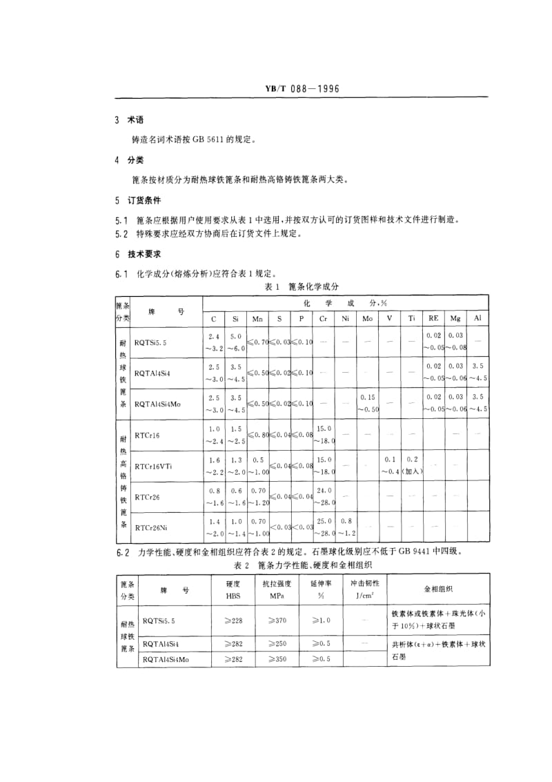 YB T 088-1996 烧结机篦条技术条件.pdf.pdf_第3页