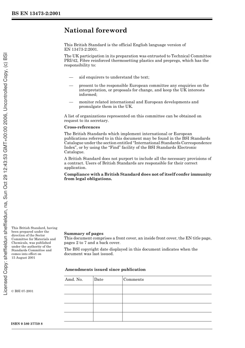 【BS英国标准】BS EN 13473-2-2001 Reinforcement. Specifications for multi-axial multi-ply fabrics. Methods of test and general requirements.pdf_第2页