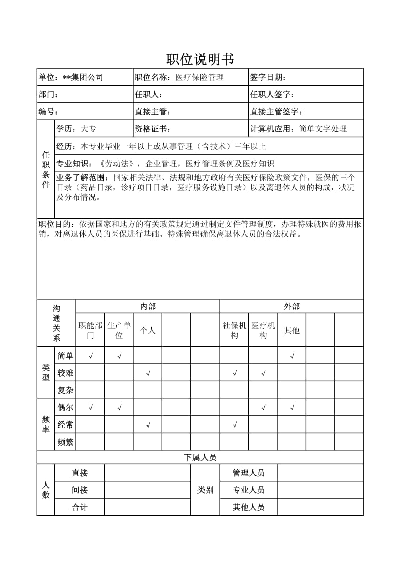 01860-职位说明书-医疗保险管理.pdf_第1页