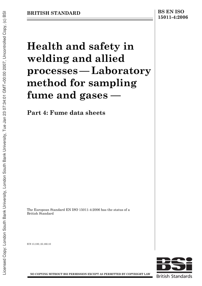 BS-EN-ISO-15011-4-2006 lab method for sampling fume and gases.pdf_第1页