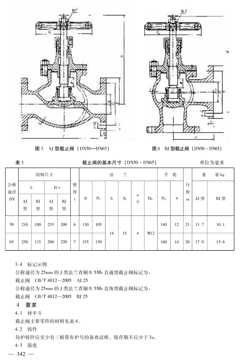 CB／T 4012-2005 J类法兰青铜0.5MPa截止阀.pdf_第3页