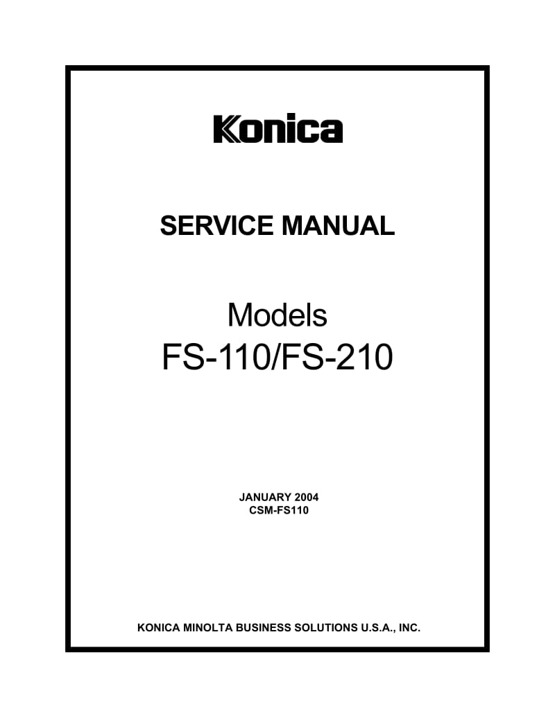 Konica Fs110 Fs-210 Service Manual 服务手册 维修手册.pdf_第1页