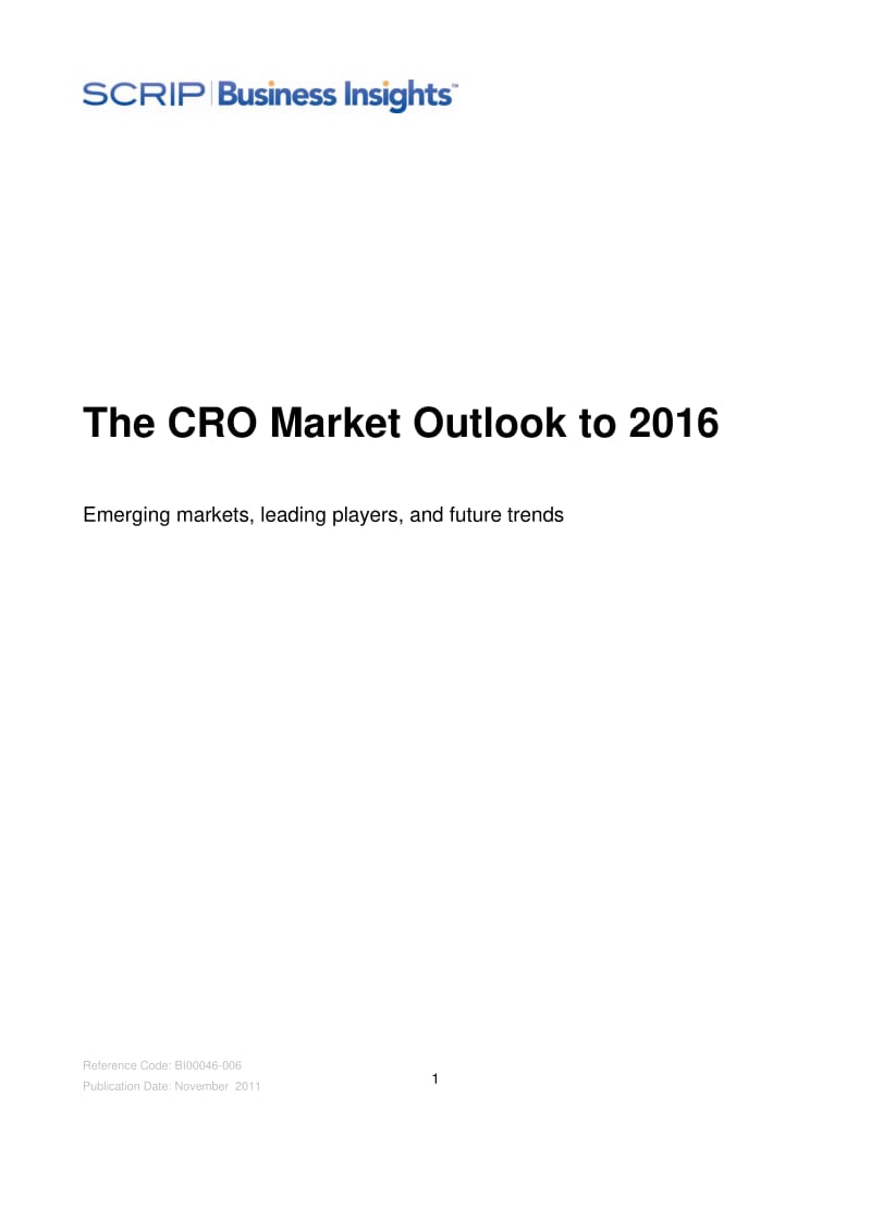 The CRO Market Outlook to 2016.pdf_第1页