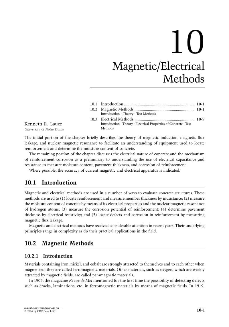 Handbook of nondestructive testing of concrete：Magnetic Electrical Method.pdf_第1页