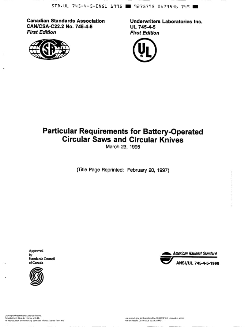 UL-745-4-5-1995 Particular requirements for Battery-operated circular saws and circular knives.pdf_第2页