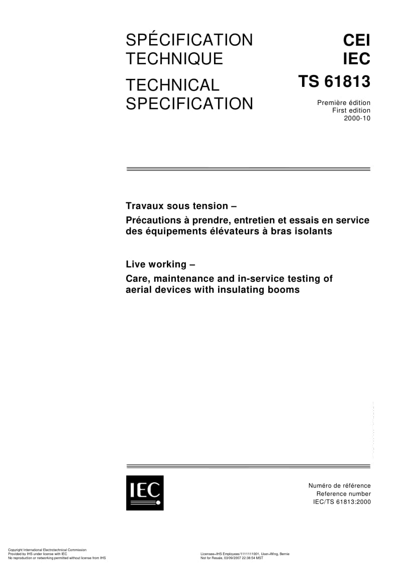 IEC-TS-61813-2000 Travaux sous tension.pdf_第1页