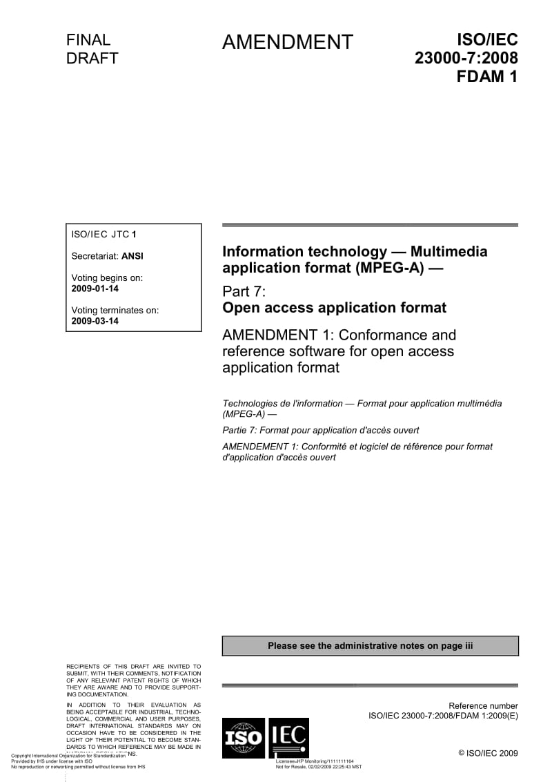 ISO-23000-7-FDAM-1-2009.pdf_第1页