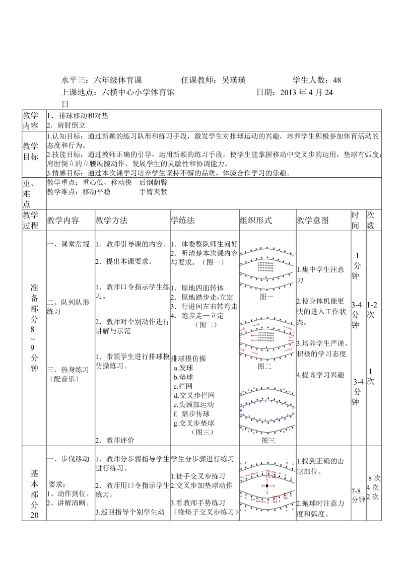 小学六年级排球课教学设计.doc_第3页