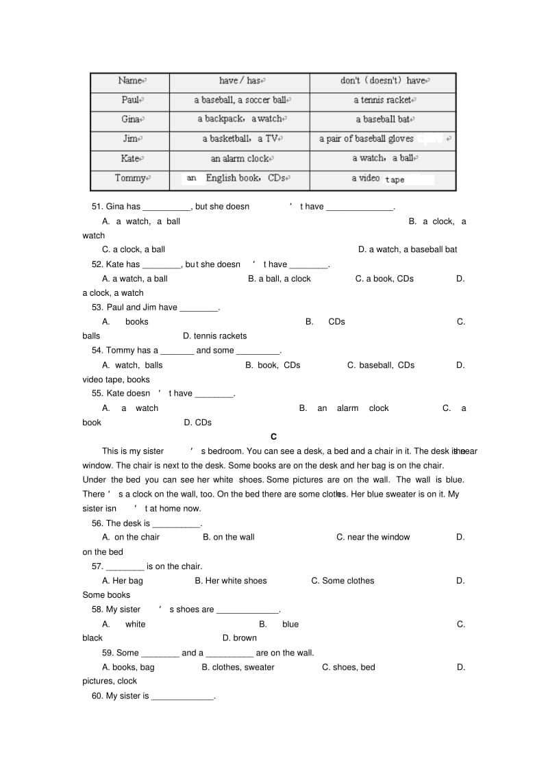 六年级上英语期末考试-测评卷-鲁教版(带答案).pdf_第3页