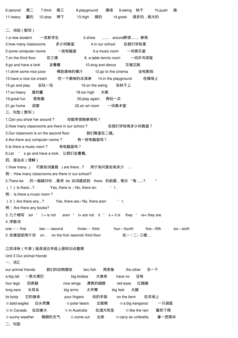 【精选】江苏译林版英语五年级上册知识点整理及练习题.pdf_第3页