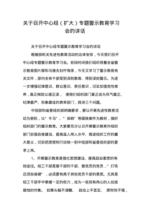 关于召开中心组(扩大)专题警示教育学习会的讲话.pdf