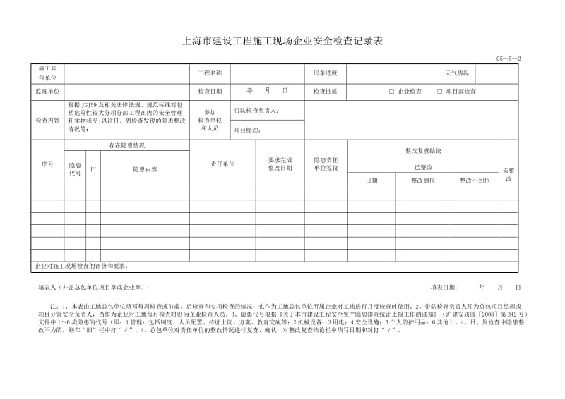 C5-5-1上海市建设工程施工现场项目部周安全检查记录表.doc_第2页