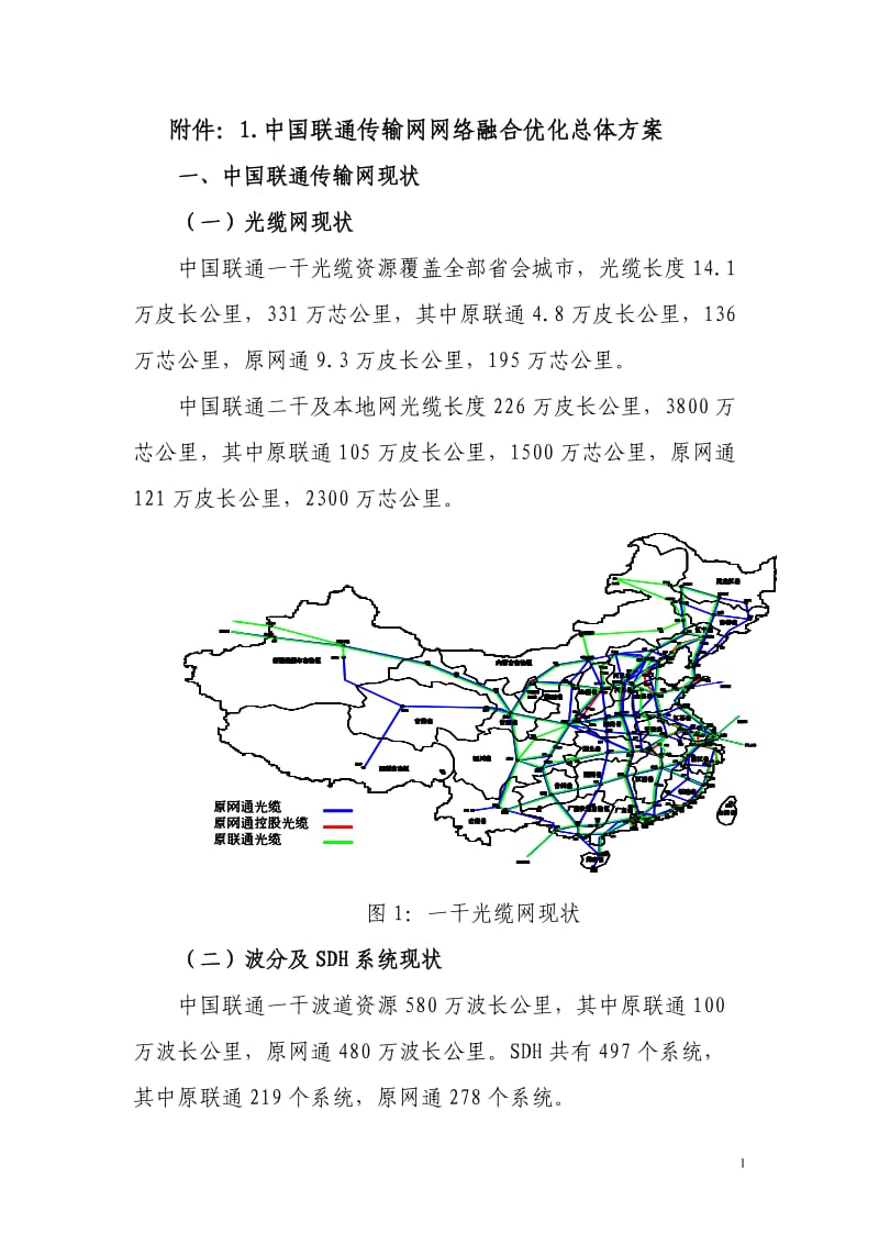附件：1中国联通传输网网络融合优化总体方案.doc_第1页