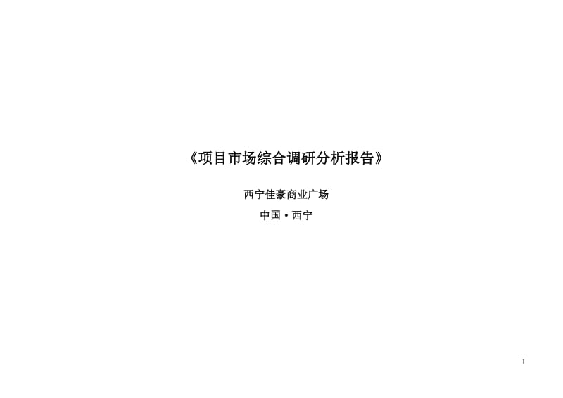01佳豪商业广场项目市场综合调研与分析报告 .doc_第1页