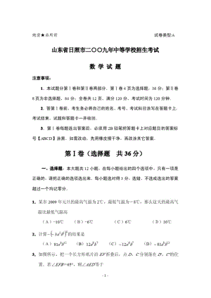 山东省日照市2009年中等学校招生考试数学试题(含答案).pdf