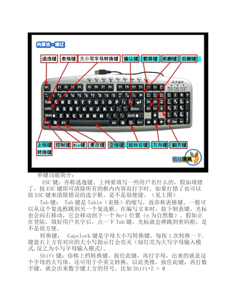 电脑键盘上几个功能键的功能介绍.docx_第1页