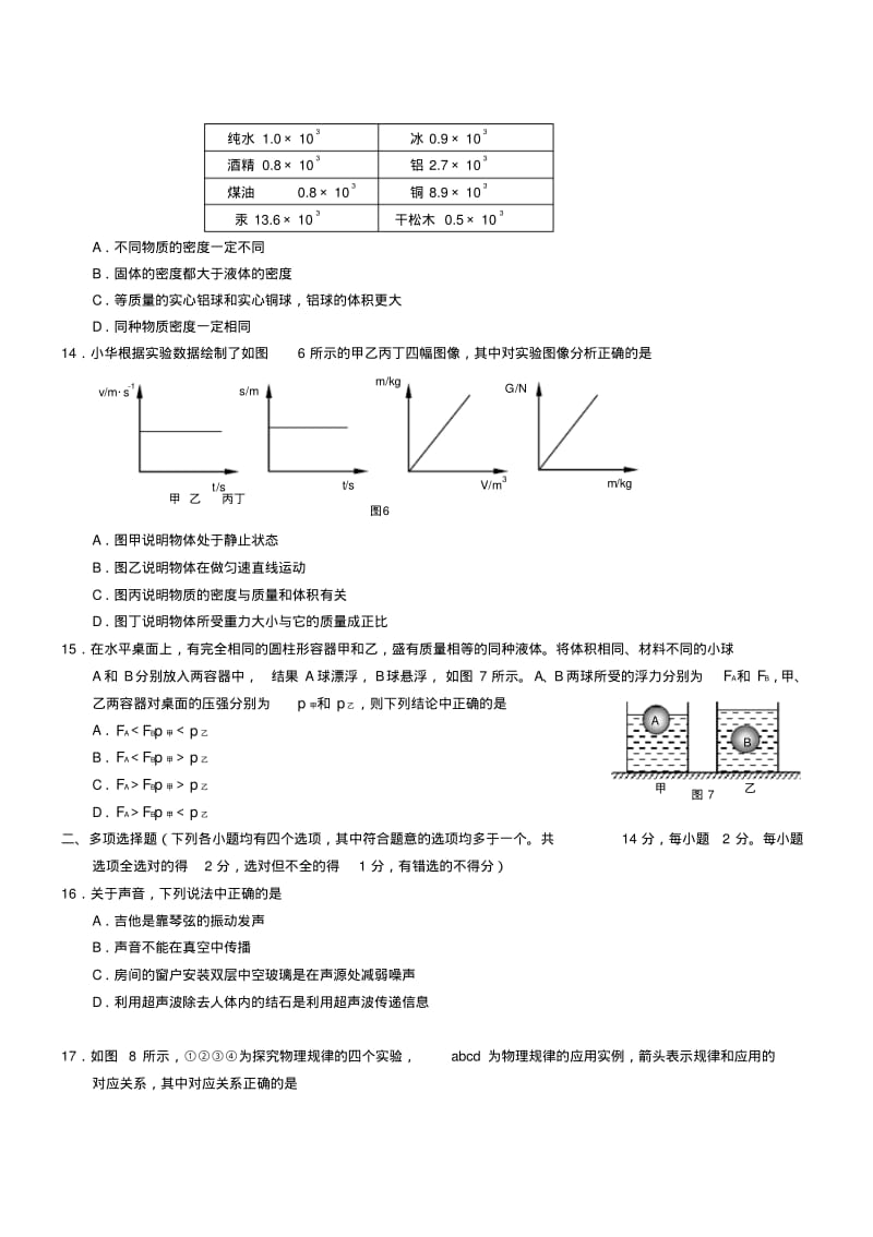 北京市丰台区2018_2019学年八年级物理上学期期末考试试题.pdf_第3页