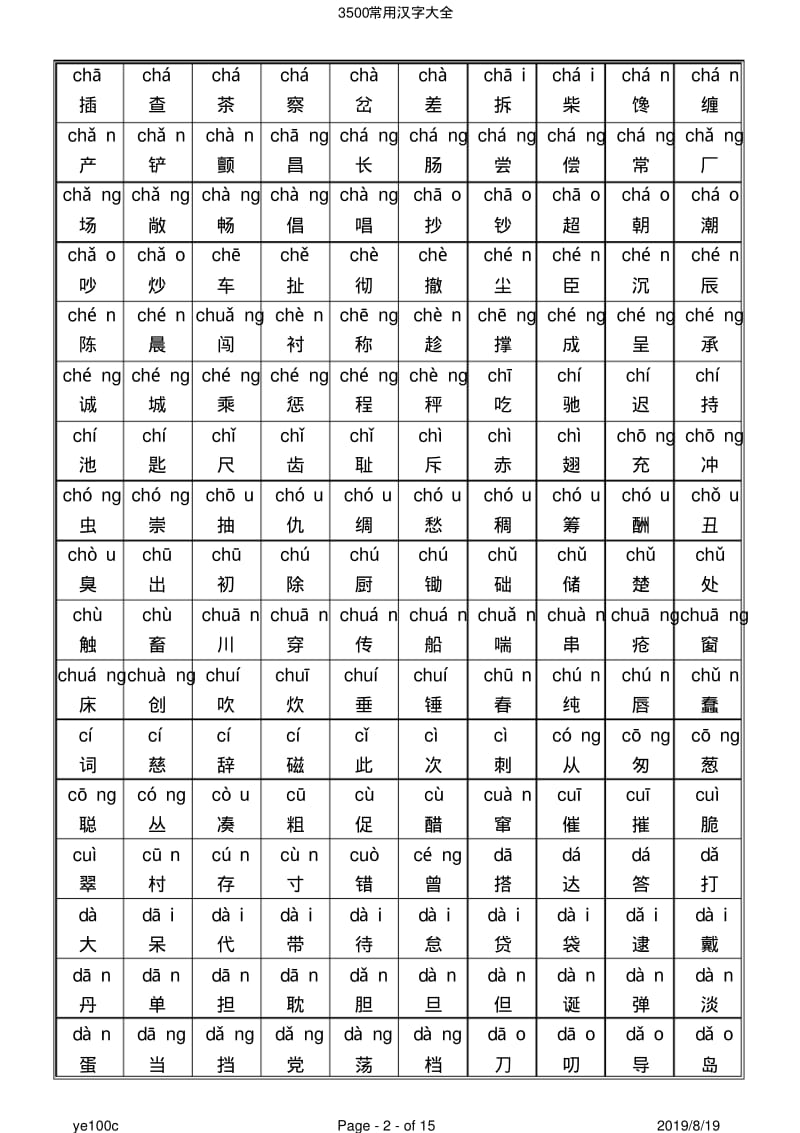 3500常用汉字大全带拼音.pdf_第2页