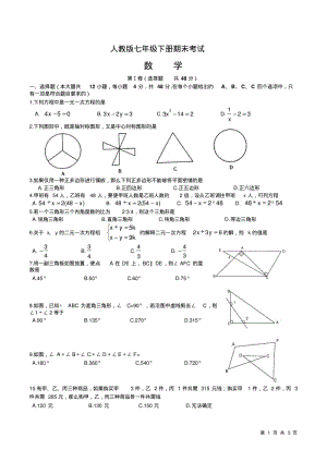 人教版七年级数学下册期末考试题及答案.pdf