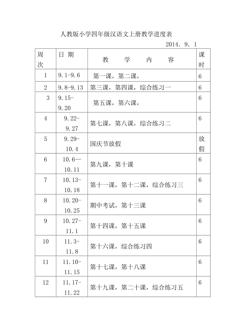 小学四级汉语文备课及教案.doc_第1页