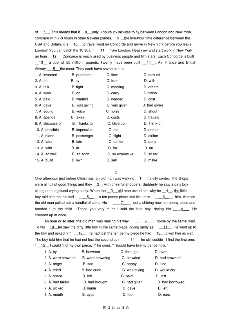 高三英语完形填空与阅读理解训练.pdf_第2页
