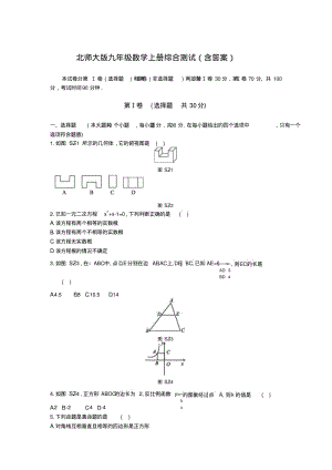 北师大版九年级数学上册综合测试(含答案).pdf