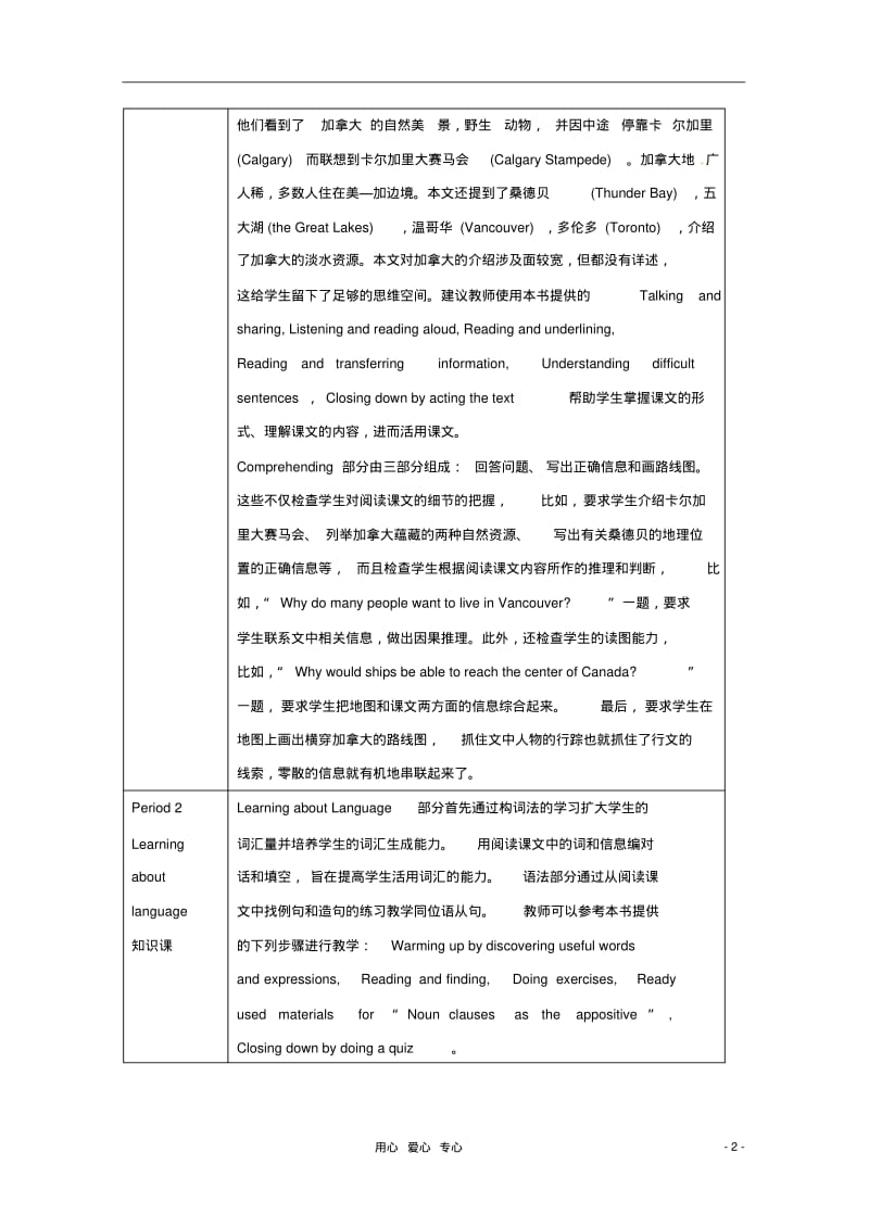 高中英语Unit5《Canada—“TheTrueNorth”》教案新人教版必修3.pdf_第2页