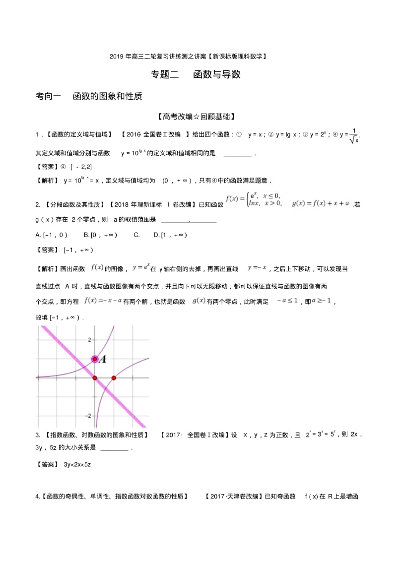 2019年高考数学(理)二轮复习专题函数与导数.pdf_第1页