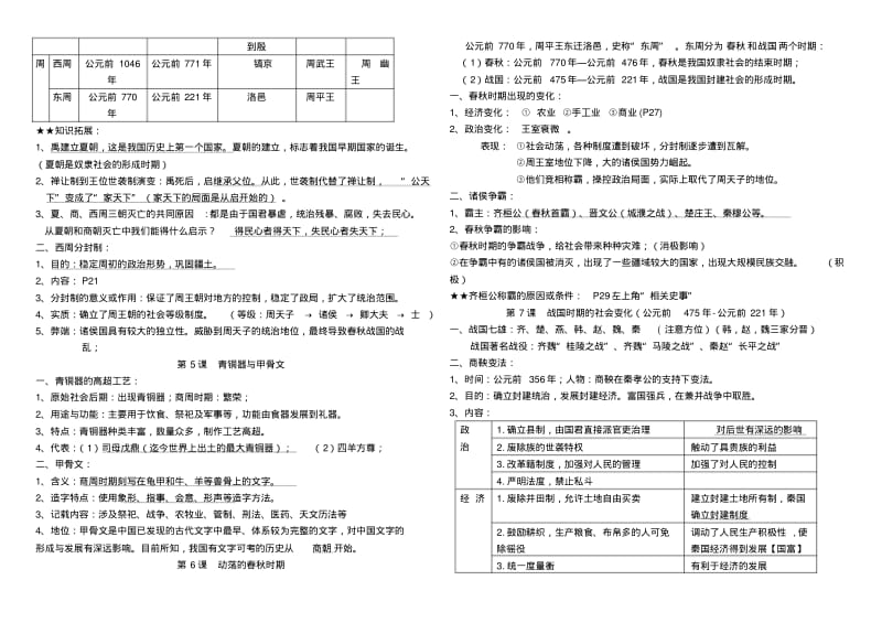 人教版七年级上册中国历史期末知识点归纳总结.pdf_第2页