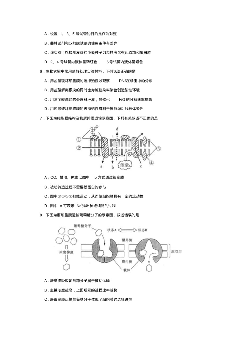 北京四中2015届上学期高三年级期中考试生物试卷后有答案.pdf_第2页