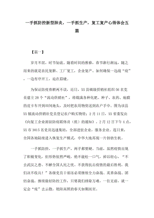 一手抓防控新型肺炎，一手抓生产，复工复产心得体会五篇.docx