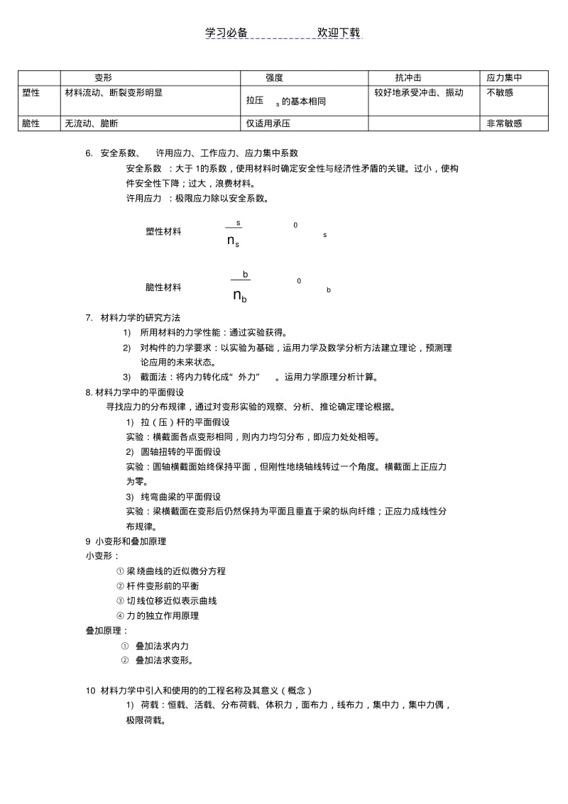 【优质文档】材料力学期末复习资料(重点+试题).pdf_第2页