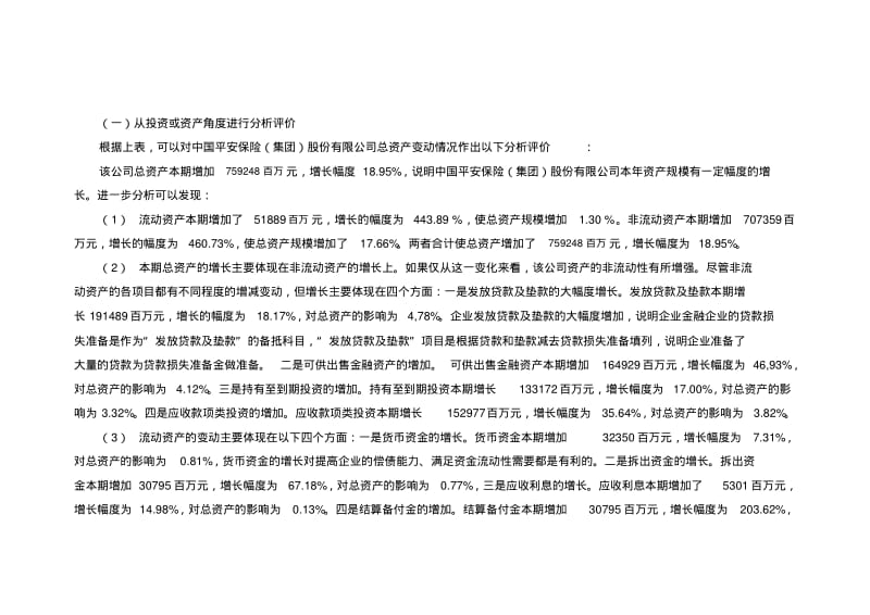 中国平安公司资产负债表分析.pdf_第1页