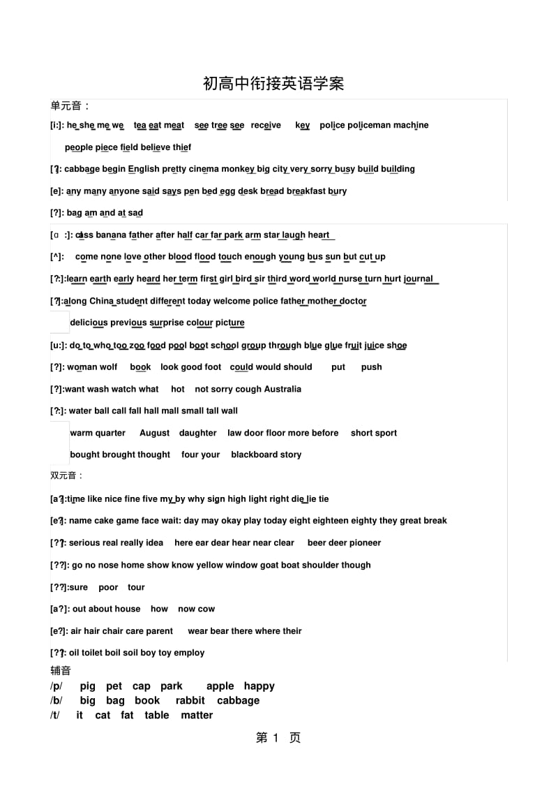 初高中英语衔接音标与句子成分讲解.pdf_第1页