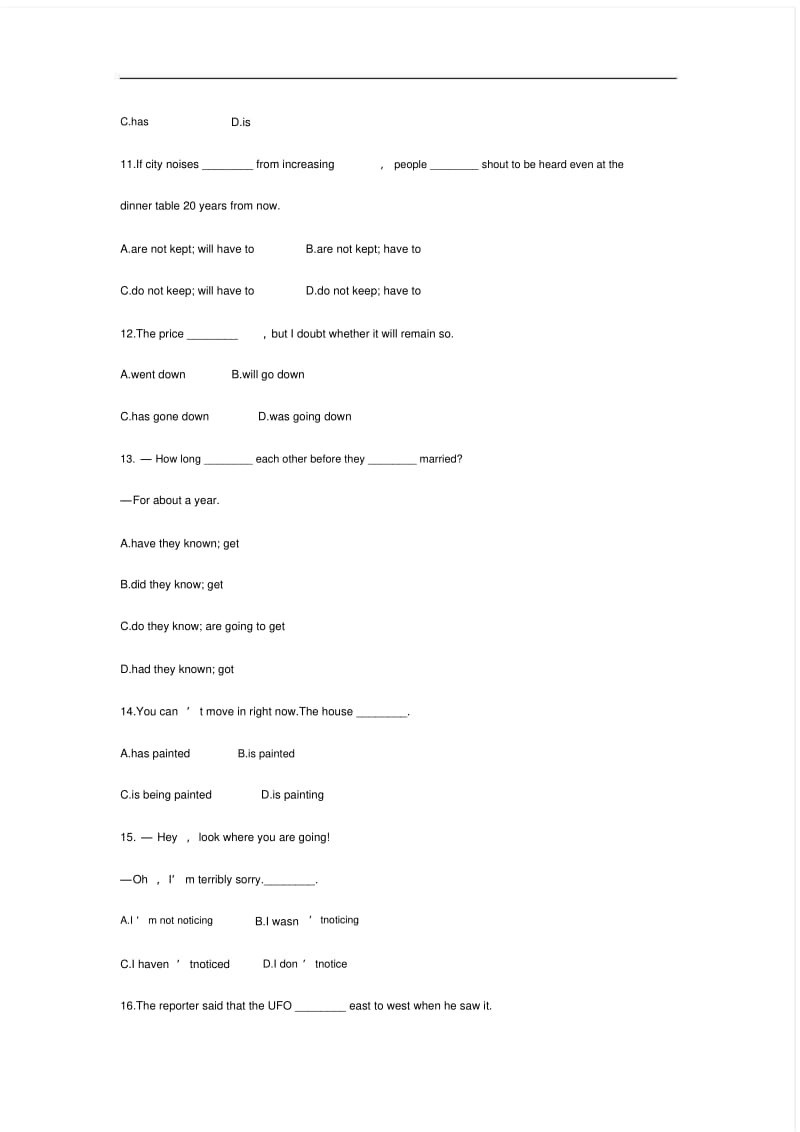 高中英语动词时态和语态专项练习题集附答案解析.pdf_第3页
