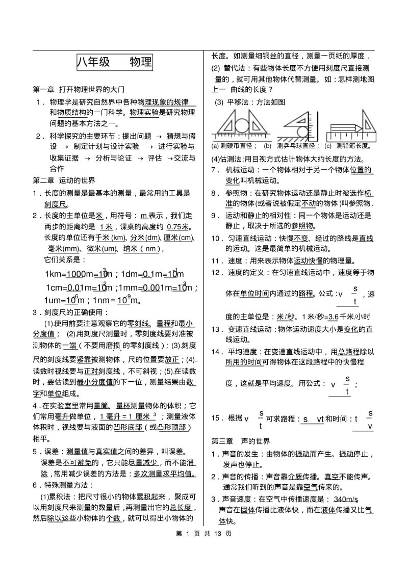 (完整word版)初中物理知识点大全(沪科版).pdf_第1页